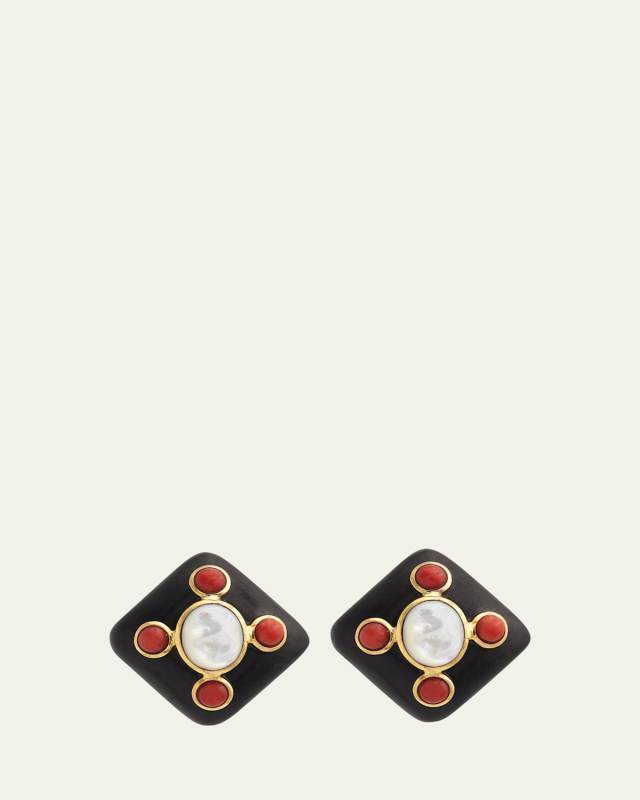 Rhombus Resin and MOP Earrings